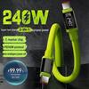 240W Dual Type-C Silicone Fast Charging Cable for Mobile Phones & Tablets, 6A Digital
