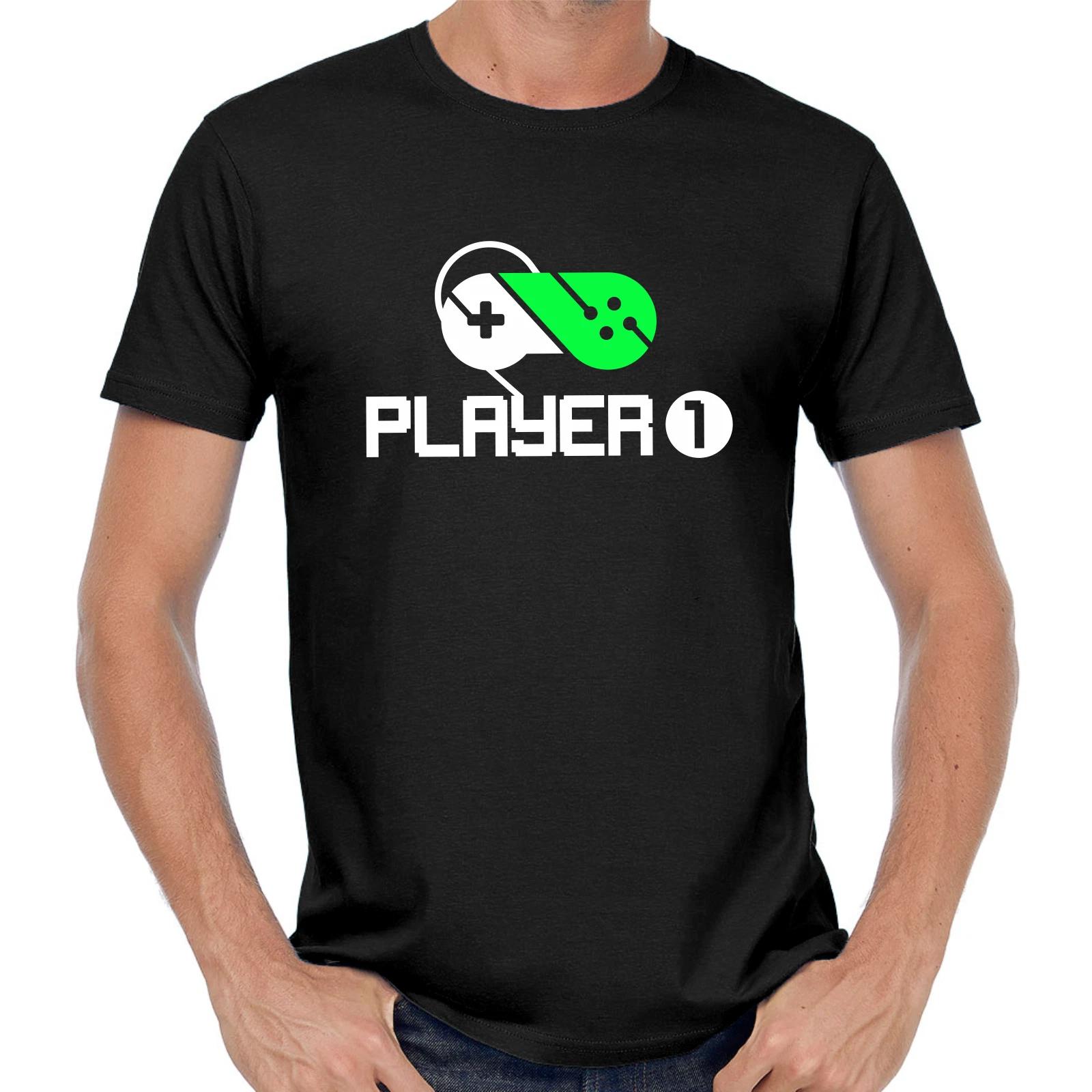 Men s and Women s T-shirts Player 1 2 Players Gamer Gaming Geek Nerd Buddy Partner Gamepad Game Bro S