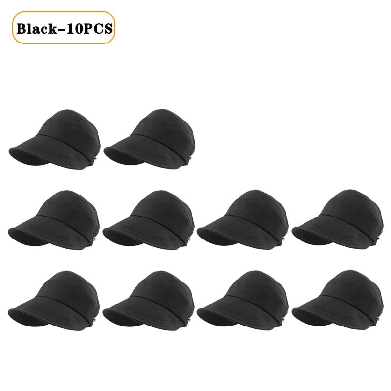 1-10PCS Foldable Wide Brim Ponytail Sun Hat Drawstring Adjustable Cap Summer Quick-dry Visor Fisherman Cap for Women Beach Hat
