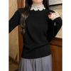 Korean Style Lace Patchwork High Neck Slim Fit Base Layer Top for Spring/Autumn 2026