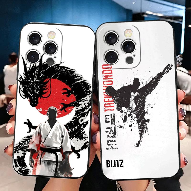 Taekwondo Kungfu Desgin Soft Phone Case for iPhone 16 16E 17 Air 15 Pro Max 14 Plus 13 Mini 11 12 7 Black Cover Back Shell