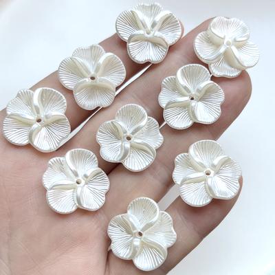 10 Pieces 21*2mm Rice White Flowers ABS Straight Bead Jewelry Making DIY Bracelet Dress Decorative Flower Beads