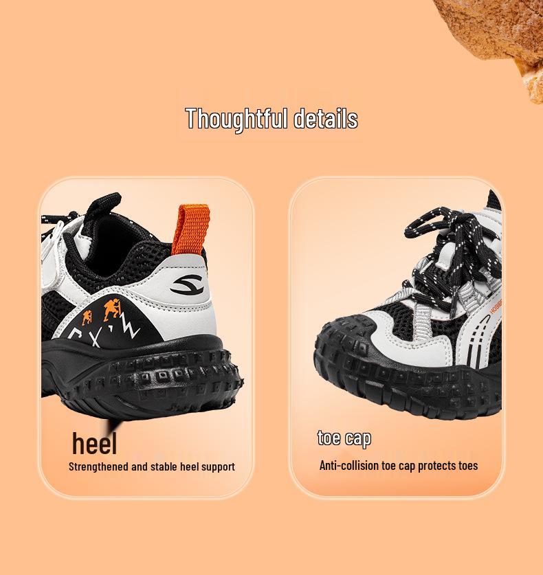 Hapi Bear Double Mesh Kids' Sneakers - Spring/Autumn Casual Fashion with Magic Tape Closure