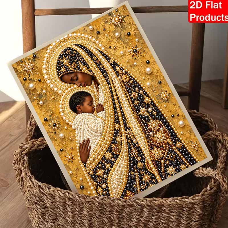 DIY 3D Pearl Diamond Painting Art Set Golden Madonna and Family Home Decor Art Set Wall Art