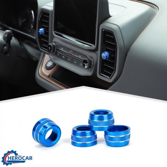 4pcs AC Air Conditioner Outlet Vent Ring Trim for Ford Bronco Sport + Blue