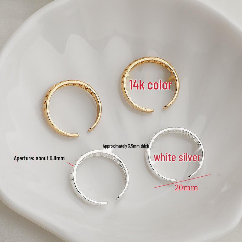 14K Gold Filled Adjustable Double Row Beaded Finger Ring, Wire Wrapped Jewelry Accessory