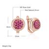 Full Shiny Red Natural Zircon Women Drop Earrings Unique Design  Rose Gold Color Bride Wedding Jewelry Best Gift
