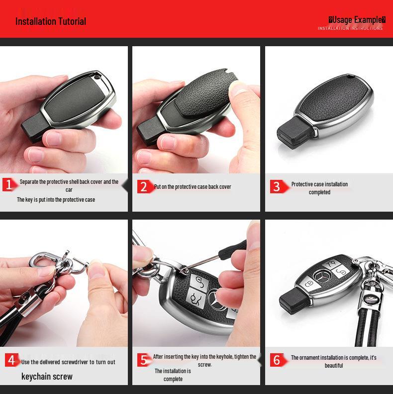 Mercedes-Benz Car Key Shell TPU Cover for CLA200, GLC260, C260L, GLA, C300 - Electroplated with Buckle (Female Design)