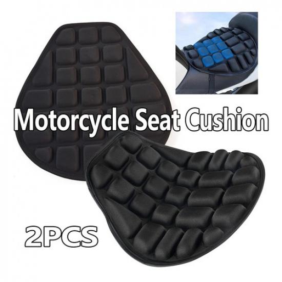 2*Motorcycle Black Comfort Fabric Seat Cushion Pressure Relief Air Pad Universal