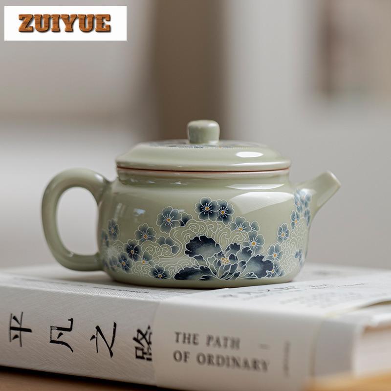 130ml Hand Painted Butterfly Flower De Zhong Teapot Creative Tea Infuser Pot Tea Brewing Kettle With Ball Hole Tea Set Ornaments