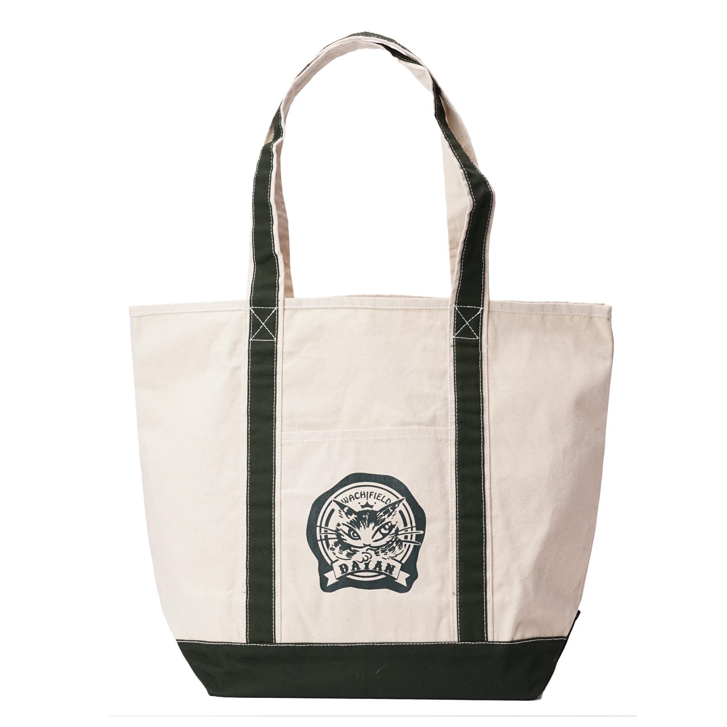 

WACHIFIELD T2O Tote Bag, Large, Large Capacity, Nordic Design, Cat Design, Women s, Canvas Fabric, Cotton, Heavyweight, WTCE-03B, Dark Green
