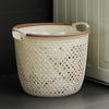 Japanese Style Waterproof Laundry & Storage Basket: Portable, Hollow Design for Clothes and Sundries.