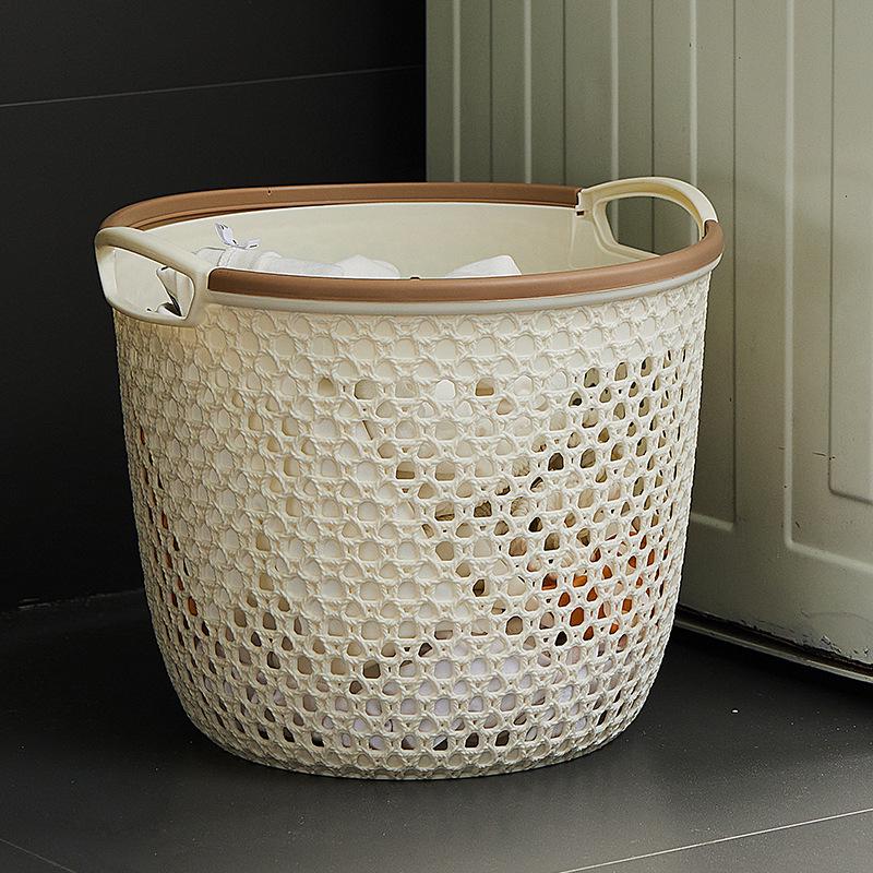 Japanese Style Waterproof Laundry & Storage Basket: Portable, Hollow Design for Clothes and Sundries.