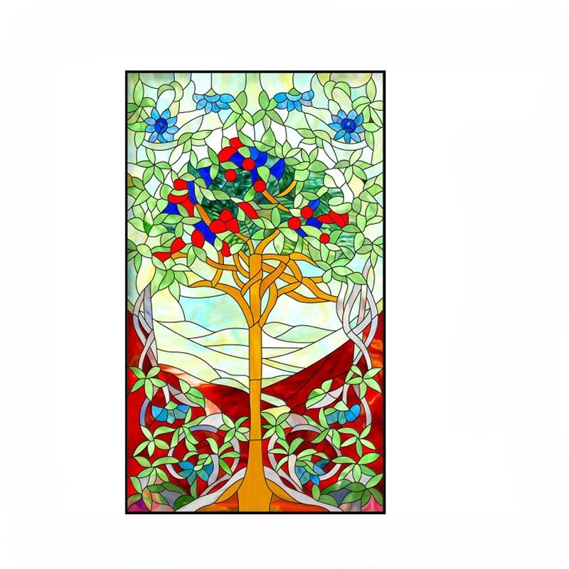 European Vintage Glass Paste Custom Toilet Opaque Painting Tiffany Imitation Art Film Electrostatic Scrub Window Paper