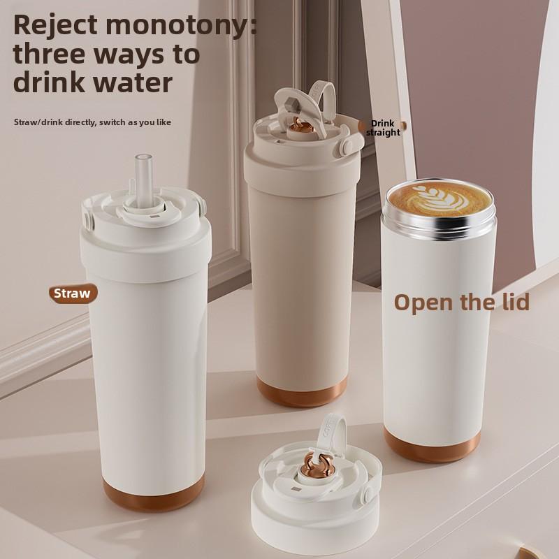 Large-capacity Ceramic Inner-container Insulated Cup - Outdoor Sports Portable Drinking Straw Coffee Cup - 25oz Water Bottle