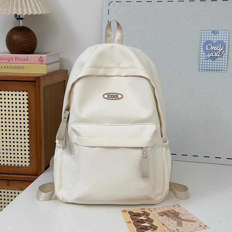 Solid Color Student School Bag Women's Large Capacity Backpack Campus Backpack