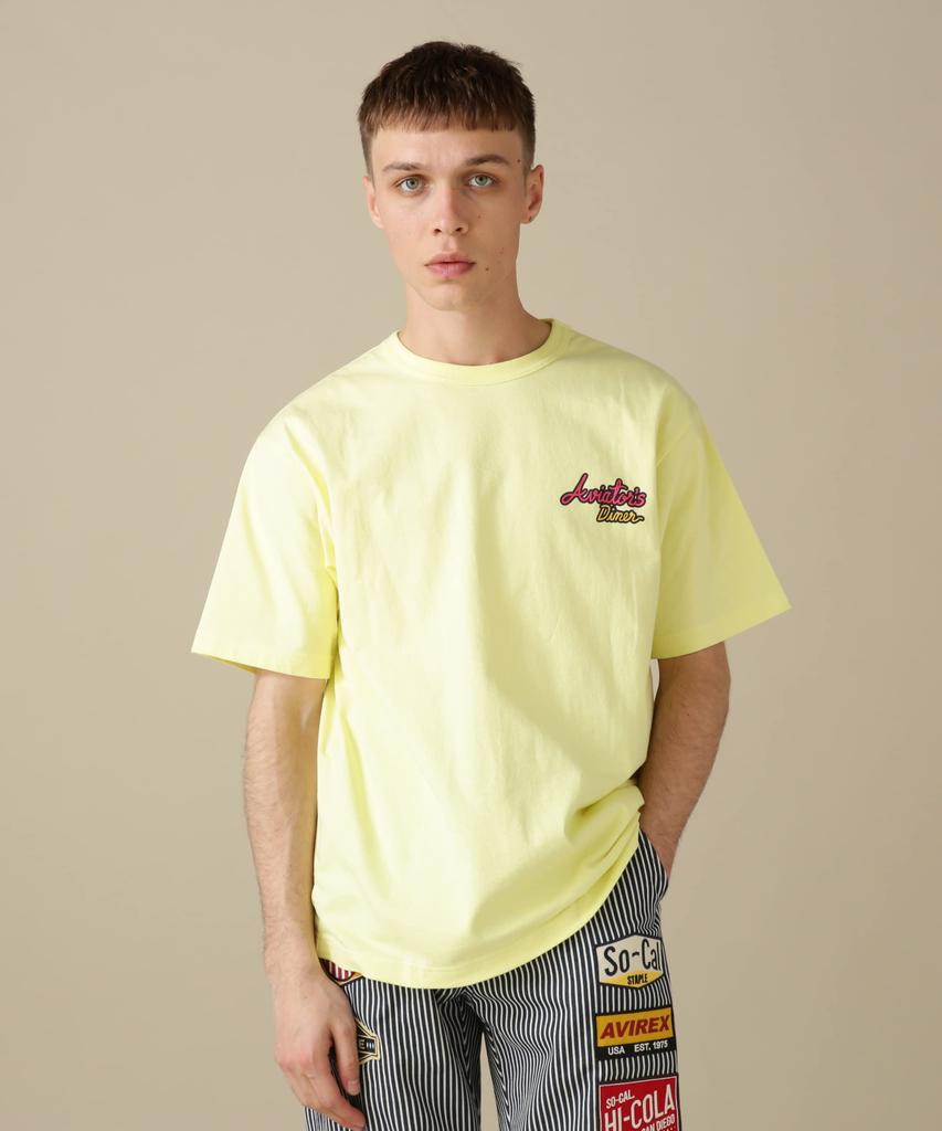 Avirex WEST COAST SHORT SLEEVE T-SHIRT DINER, Men's, Size 2XL, 438, Lemon, 783-3134057