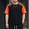 2026 Men's Plus Size Patchwork Short Sleeve Summer Casual Suit - Round Neck Sports Shorts Two-Piece Set