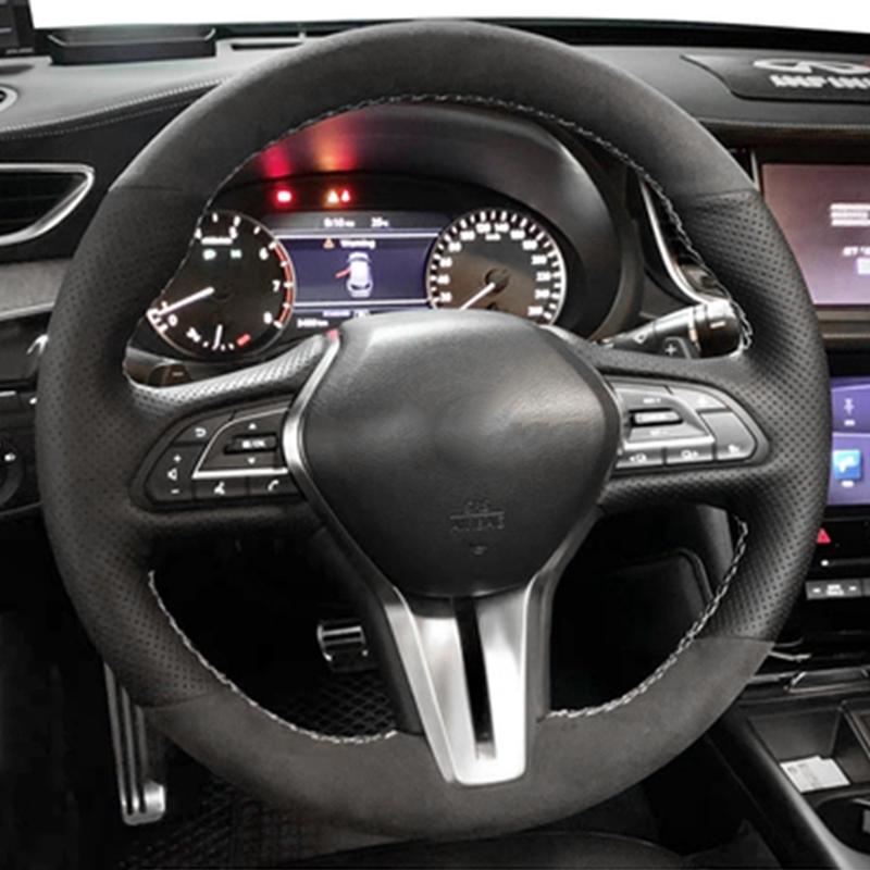 Car Steering Wheel Cover Wrap Suede Original Steering Wheel Braid For Infiniti QX50 2018- Q50 2018 Q60 2016-