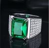 8-Carat Men's Emerald-Style Open Ring with 18k Gold and Imitation Diamonds
