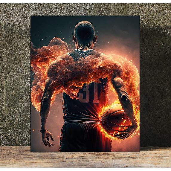 CNG DIGITAL Basketball Wall Art Prints – Set of 4 (8"x10", Unframed) Sports Posters for Boys Room, Man Cave, Gym, and Home Decor