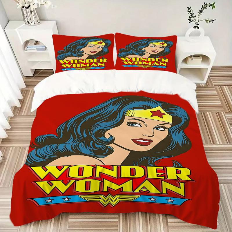 3pcs Wonder Woman, Superhero Cover Set,Soft Comfortable Duvet Cover,Guest Room (1*Duvet Cover + 2*Pillowcases, Without Core) Yy251024061