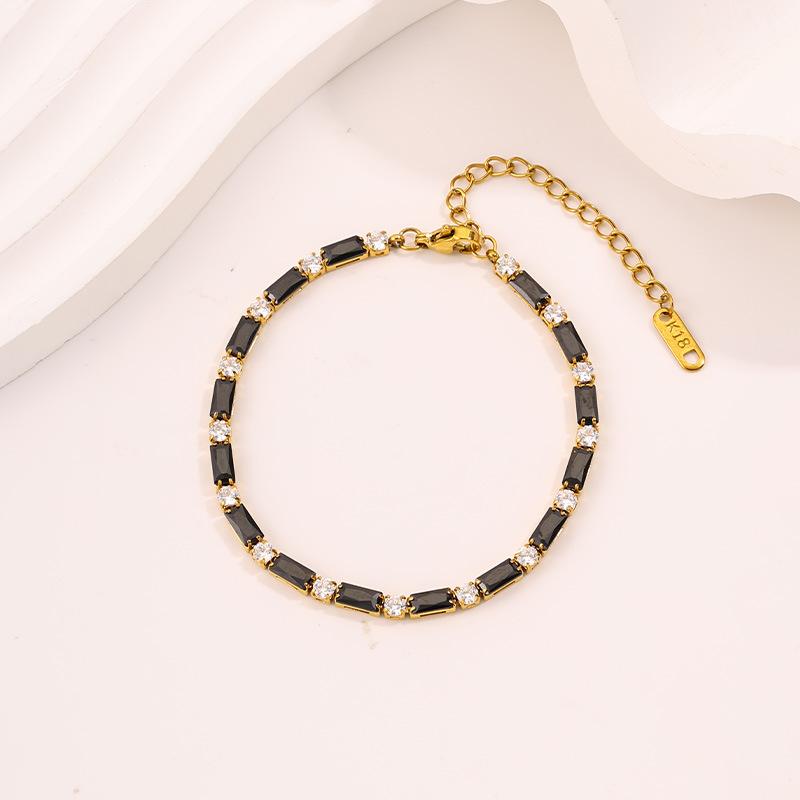 Titanium Steel European and American Light Luxury Style Straight Couple Versatile Temperament Advanced Sense Color Zircon