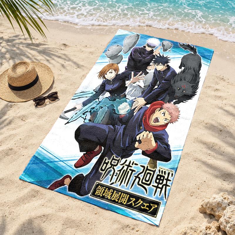 Jujutsu Kaisen Microfiber Beach Towel Quick Dry Sand Free Lightweight Beach Towels for Travel Swimming Camping