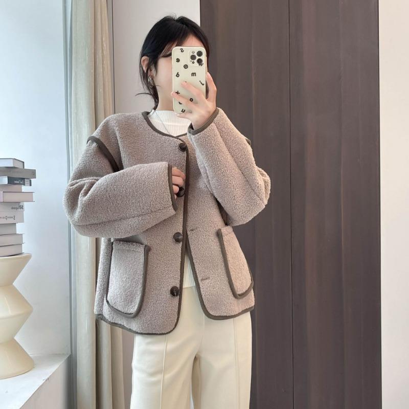 Lamb Wool Coat Women's Autumn and Winter New Cardigan Lamb Wool Loose Thickened Fur Integrated Top