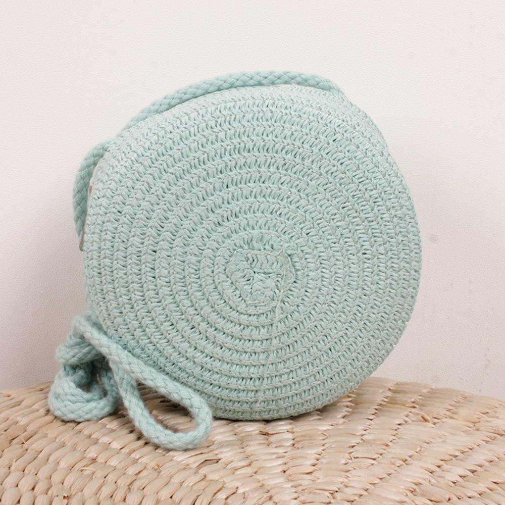 Handmade Straw Bag Women Woven Beach Crossbody Bag Ladies Shoulder Rattan Handmade Knitted Candy Color Small Handbag