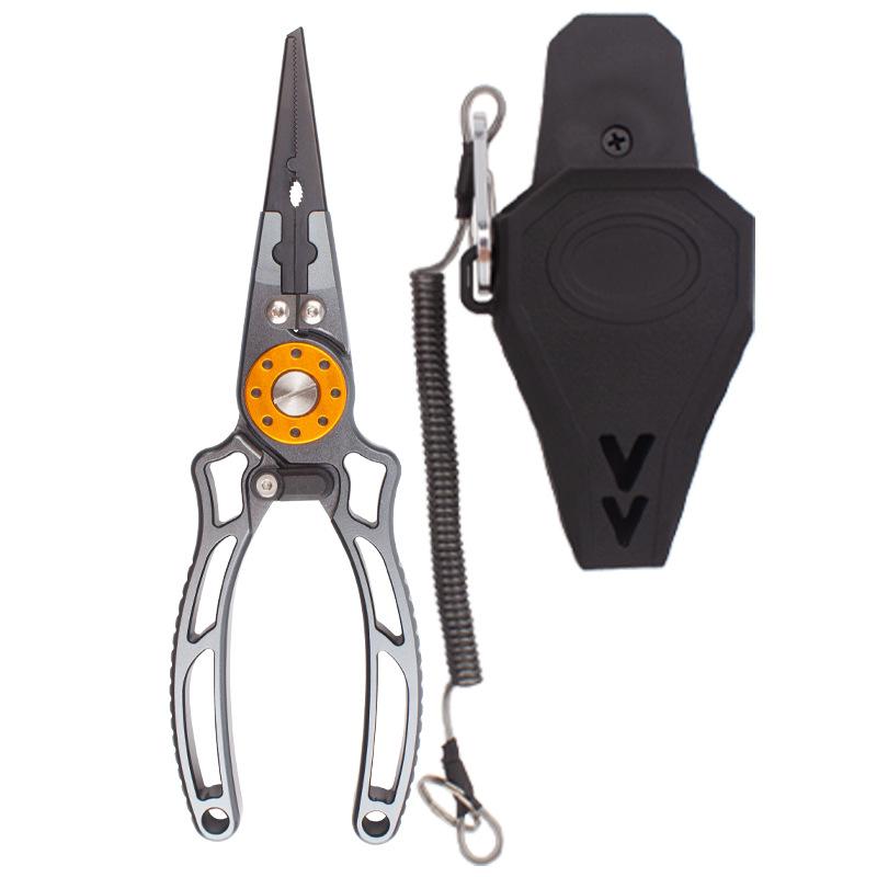 Multifunctional Fishing Pliers Aluminum Alloy Fishing Scissors Line Cutting Machine Fish Control Tool Portable Easy Storage Pliers Sleeve