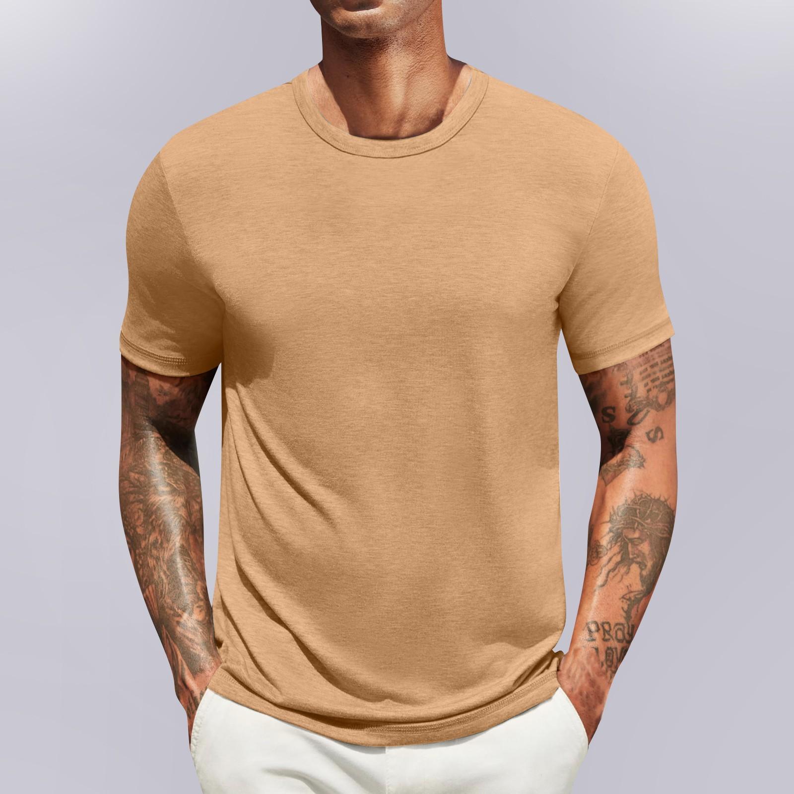 Мужская повседневная мода, комфорт, однотонный круглый вырез, свитер, свитшот, топы L верблюд