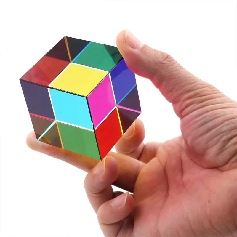 Wetenschappelijke Magische Prisma Kubus 40 Mm Zeshoekige Kristallen Magische CMY Kubus 3D Kleurenkubus Fotografie Prisma Bureau Decoratie Speelgoed