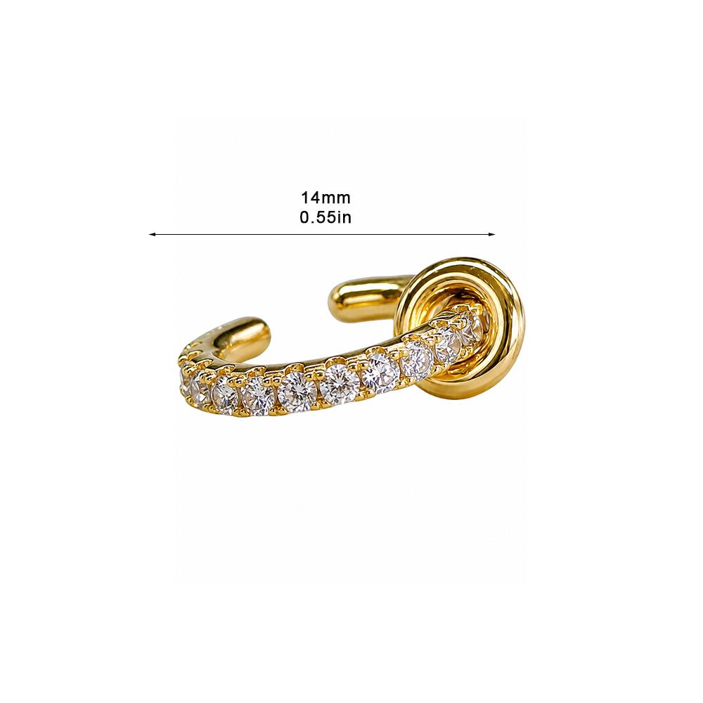 1Pcs CZ Zircon Gold Color Stainless Steel Cuff Earring for Women Fashion Geometric Round No Piercing Ear Clip Stackable Jewelry