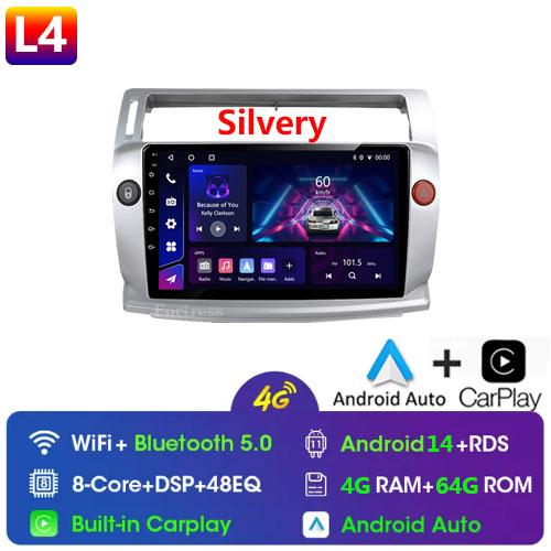 Android 14 Car Radio for Citroen C4 C-Triomphe C-Quatre 2004-2009 Multimedia Video Player Navigation GPS Carplay 4G QLED Screen