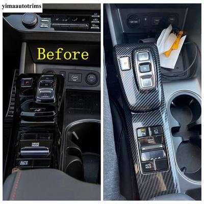 Car Center Control Gear Shift Panel Cover Trim For Hyundai Sonata   2022 Accessories ,ABS Carbon Fiber