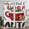 2pcs,2D Plane Printing Window Curtain Merry Christmas I Put Out For Santa Durable 100% Polyester Fabric (without Rod)