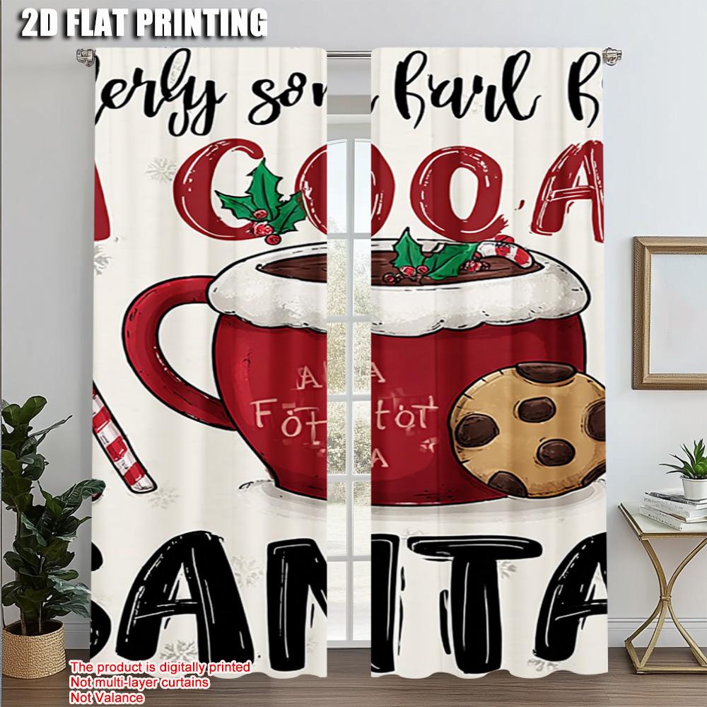 

2pcs,2D plane printing Window Curtain Merry Christmas I Put Out For Santa Durable 100% Polyester Fabric (without rod) 52.50 × 116.00 cm 2 pcs