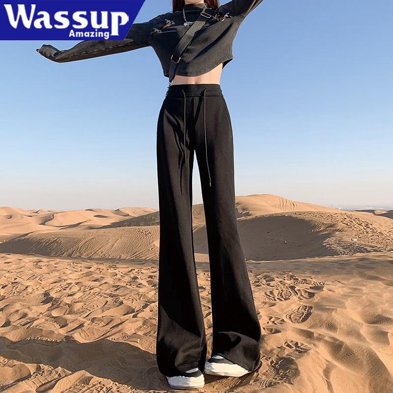WASSUP AMAZING Women's High-Waist Flared Casual Pants