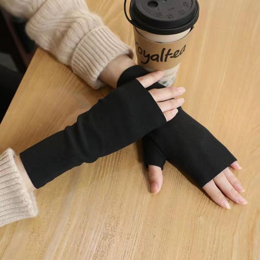 Soft Velvet Fingerless Gloves Wrist Palm Protection Velvet Mittens Cycling Mittens  Winter