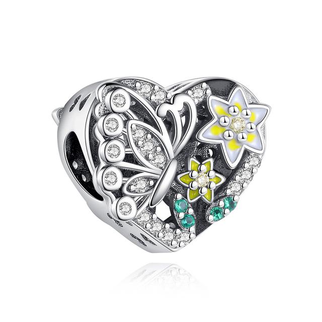 2022 New 925 Sterling Silver Butterfly of Flower Fit Original Charm Bracelet DIY Fashion Silver 925 Jewelry Making