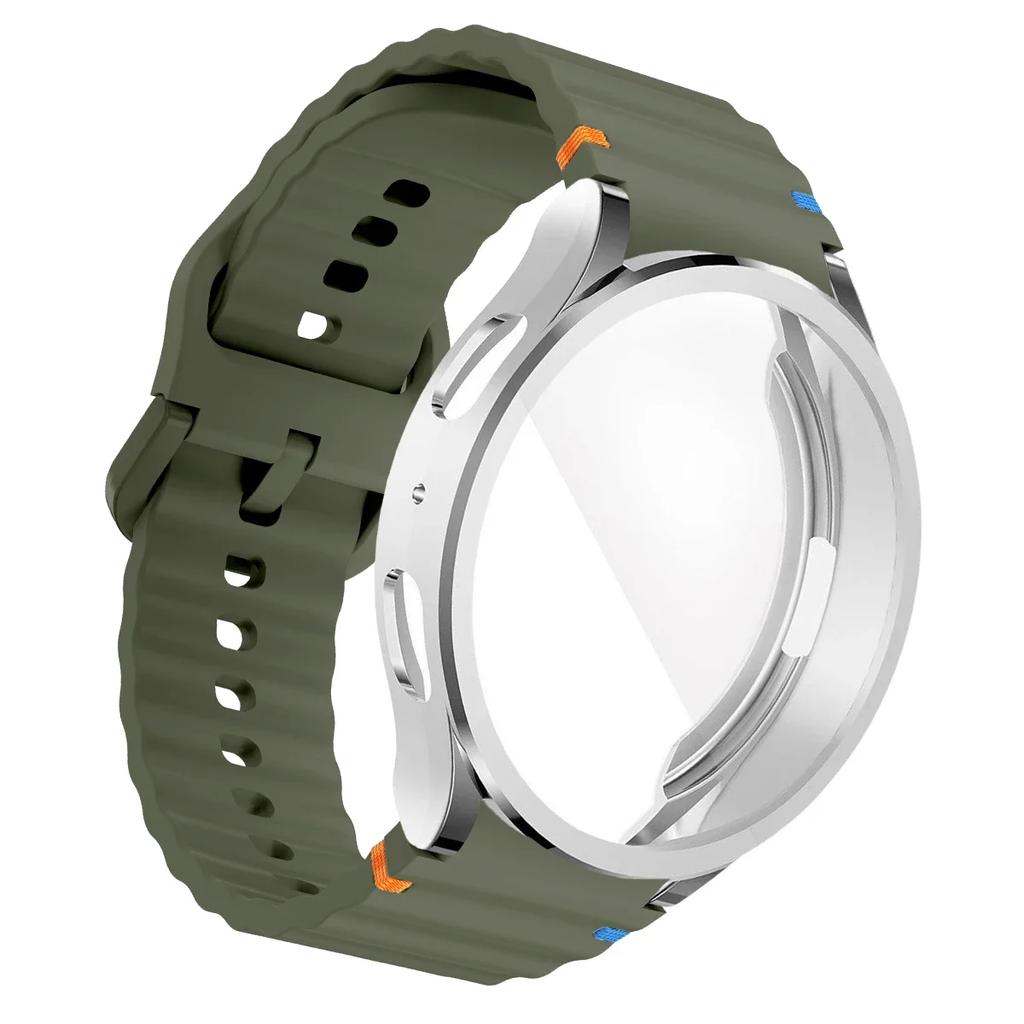 tpu Case+Strap Sports Strap for Samsung Galaxy 7 6 4 5 40mm 44MM Original Silicone Bracelet Soft TPU Case Glass Protective Cover