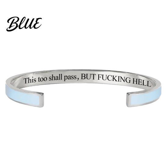 Adjustable Open Cuff This Too Shall Pass Mantra Bracelet Engraved Motivational Inspirational Bracelet Bangle Hidden Information Encouragement Jewelry
