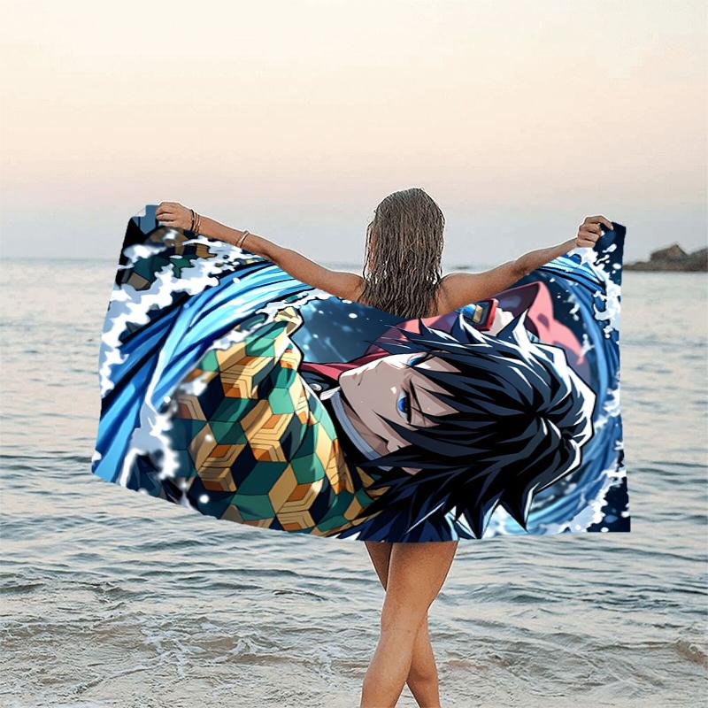 1pc Tomioka Giyuu1 Beach Towel, Beach and Seaside Swimming Pool Equipment, Fashion Pattern, Rectangular, Travel Essentials