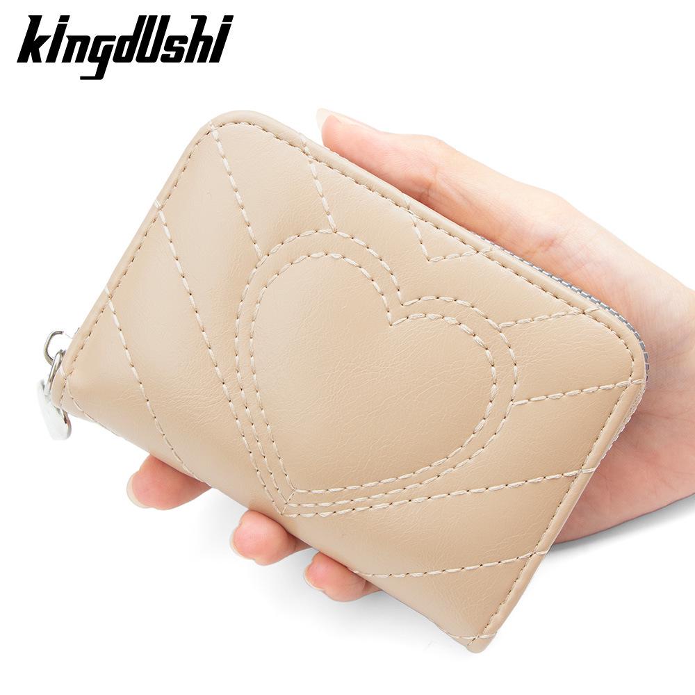 New Embroidered Heart Accordion Card Holder Coin Purse with Multi-Card Slots and Large Capacity Zipper.