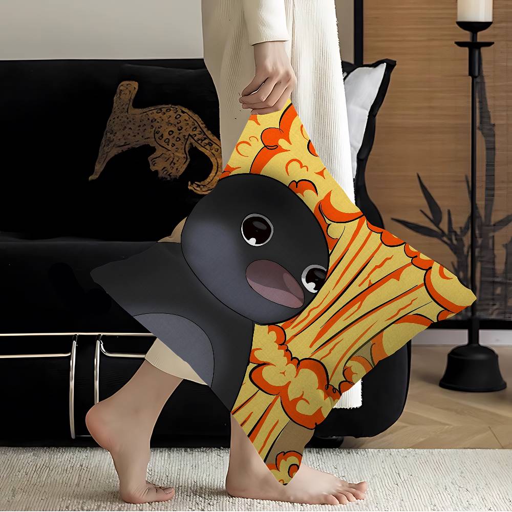 Cartoon Cute Pingu Penguin Anime Cushion Cover Inches Farmhouse Decor Home Throw Pillow Covers For Couch Decorations
