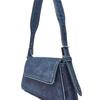 Women's Versatile Blue Denim Baguette Shoulder Bag
