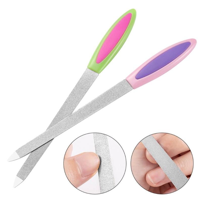 Double Sided Nail Art Buffers Stainless Steel Nail File Manicure Tools Manicure Files for Salon and Homes Easy to Use