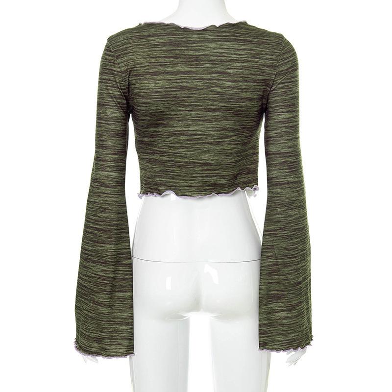 Harajuku 2022 Blouses Summer Hollow Out Long Sleeve Pleated Tshirts for Women Top Female T-shirt Women's T-shirt  Tops T Shirt