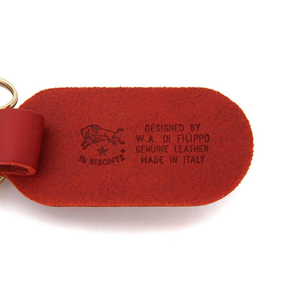 IL BISONTE Genuine Leather Key Ring, Keychain, Cowhide Leather, Unisex, Discolored Brown